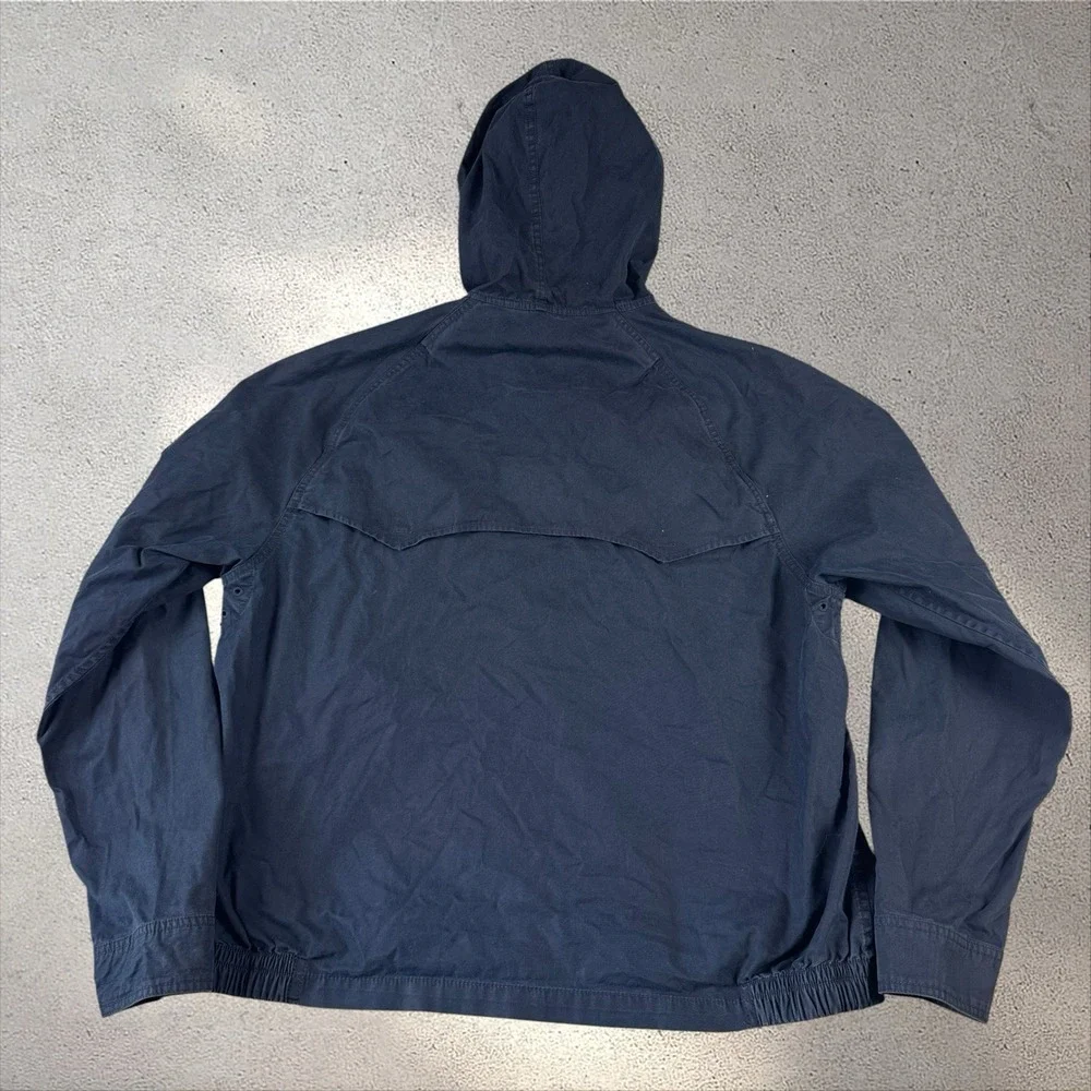 POLO RALPH LAUREN Navy Blue Poplin Full Zip Jacket XL Hooded Cotton Blend Smock